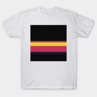 A world-class adaptation of Very Light Pink, Dark, Smoky Black, Dark Pink and Sandstorm stripes. T-Shirt